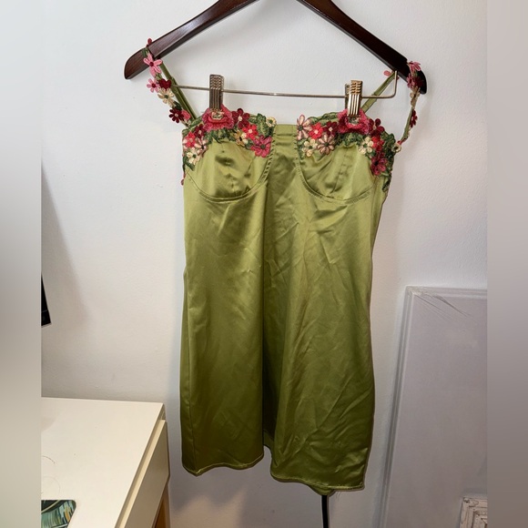 Floral Embroidery Solid Color Cami Dress - Picture 5 of 11
